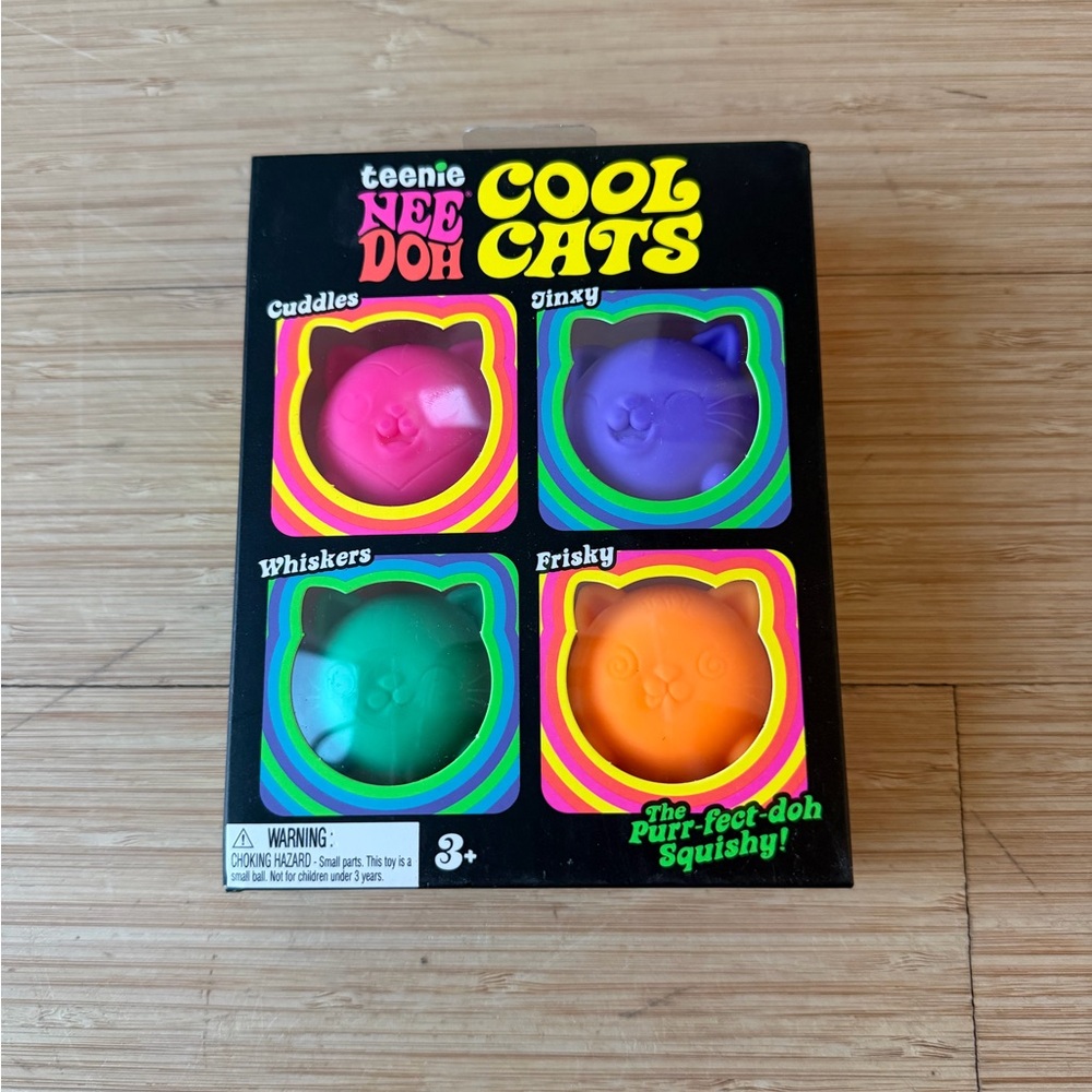 Teenie Nee Doh Cool Cats Set - Pink, Purple, Green, Orange